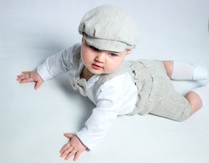 Zestaw do chrztu dla chłopca lniane szorty MIX 5 cz. 