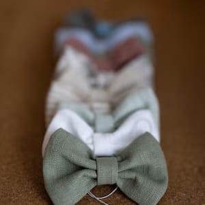 Baby Boy linen baptism bow tie 