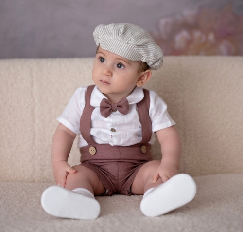 Burgundy linen baptism set for a boy.jpg