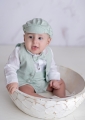 mint linen baptism set for a one-year-old boy