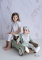 mint linen baptism set for a one-year-old boy