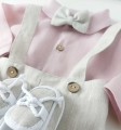 linen baptism outfit for a first birthday boy, linen shorts, pink linen shirt (5).jpg