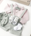 christening outfit for a one-year-old boy: pink linen shirt and green shorts (2).jpg