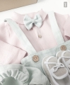 mint linen baptism outfit for a first birthday boy, pink linen shirt, mint linen shorts (3).jpg
