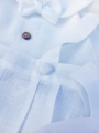 white linen baptism set for a first birthday boy, baptism outfit, linen flat cap, linen shorts with pleats.jpg