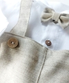 Beige Merino Wool Herringbone Pants