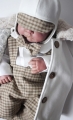 Komplet do chrztu dla chłopca  wełna beżowa krata (7).JPG